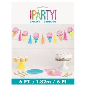 Unique Party Rainbow Ice Cream Birthday Sweets Garland with Tassels
